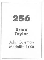 1990 Select AFL Stickers #256 Brian Taylor Back